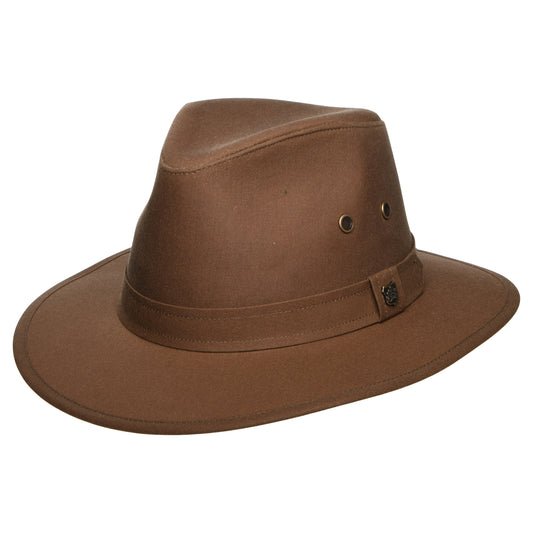 Chapeau Fedora en Coton Ciré Britannique Hydrofuge Drifter café FAILSWORTH