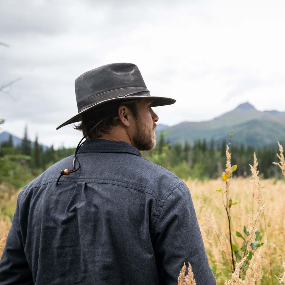 Chapeau Australien en Coton Effet Usé marron DORFMAN PACIFIC