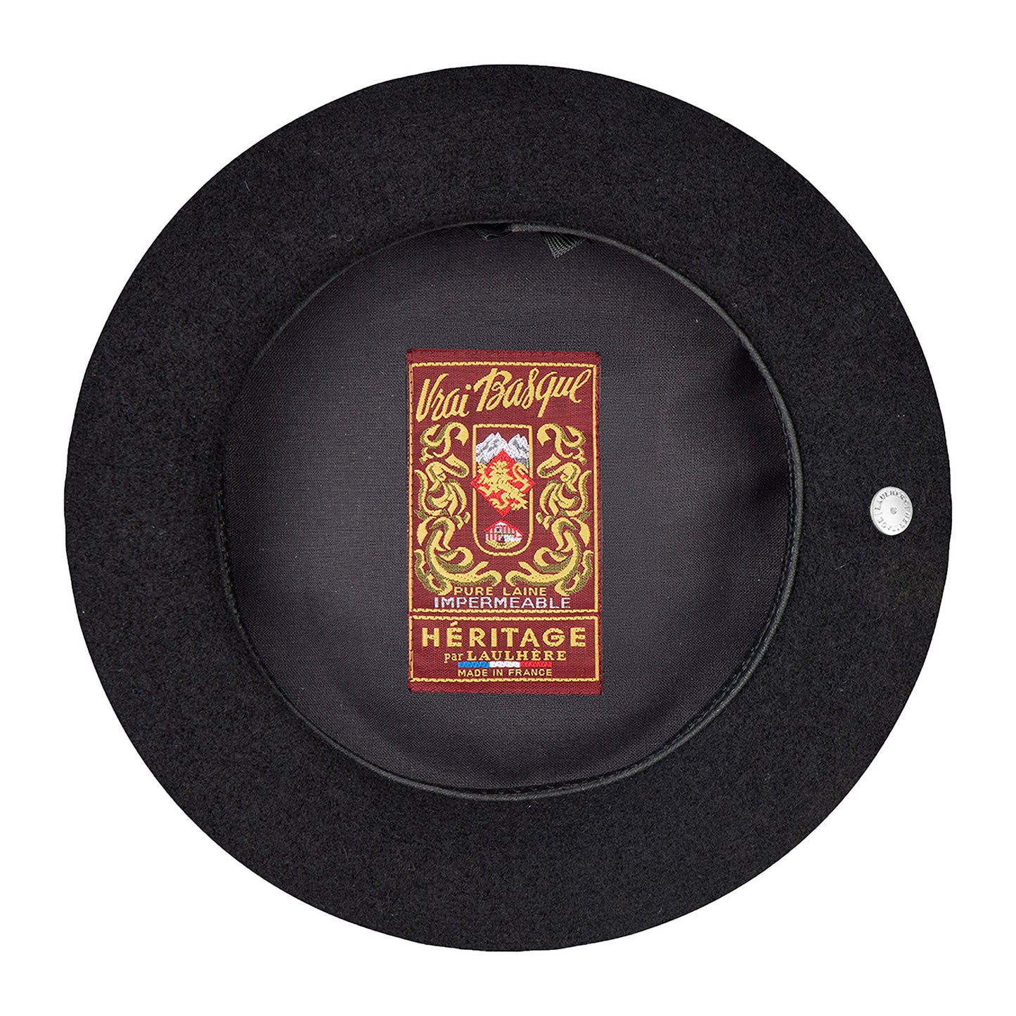 Béret Basque en Laine Mérinos 25,5cm de Diamètre noir LAULHÈRE