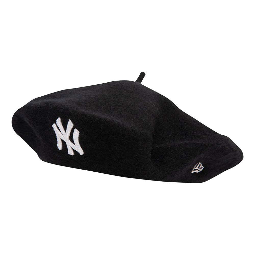 Béret Femme New York Yankees en Laine Melton noir-blanc NEW ERA