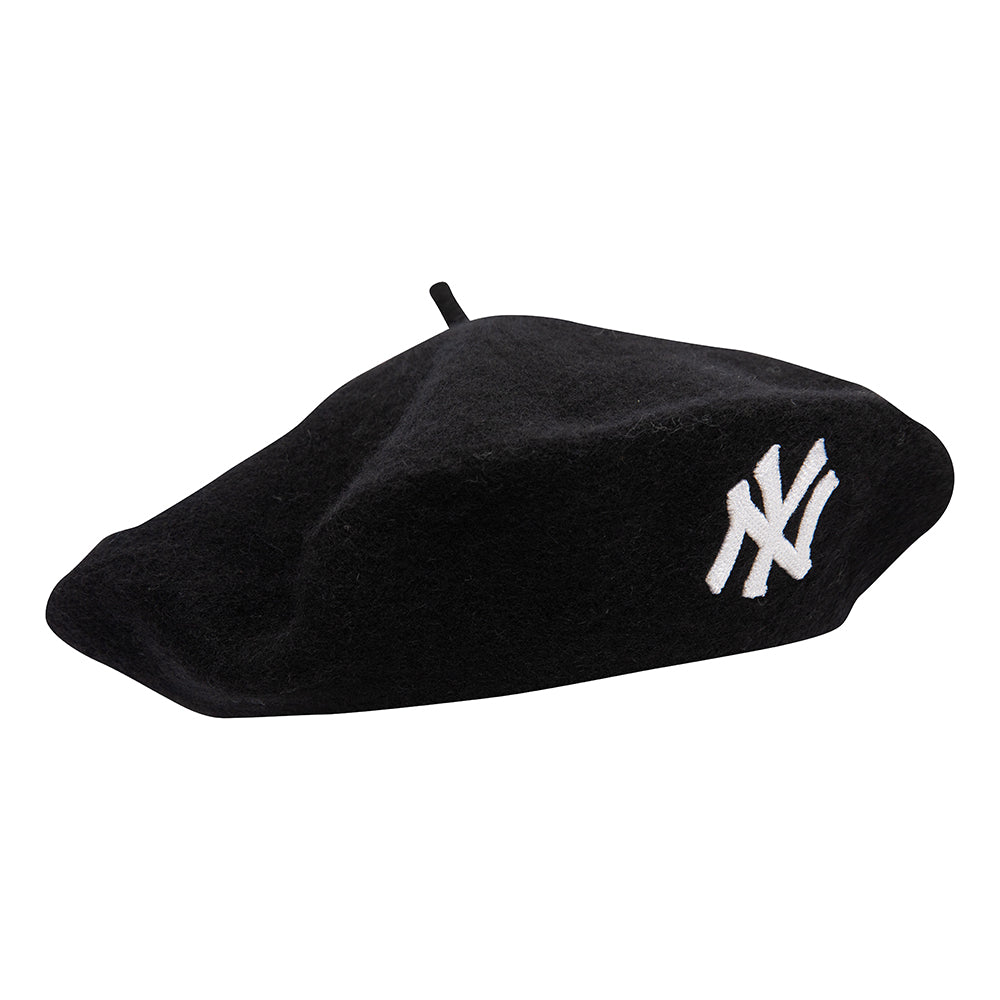 Béret Femme New York Yankees en Laine Melton noir-blanc NEW ERA