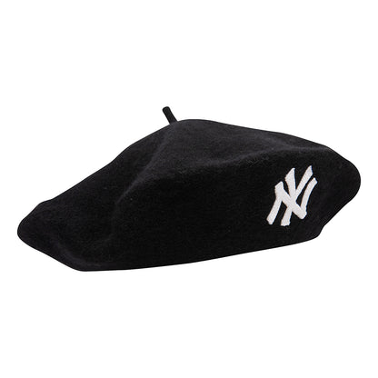 Béret Femme New York Yankees en Laine Melton noir-blanc NEW ERA