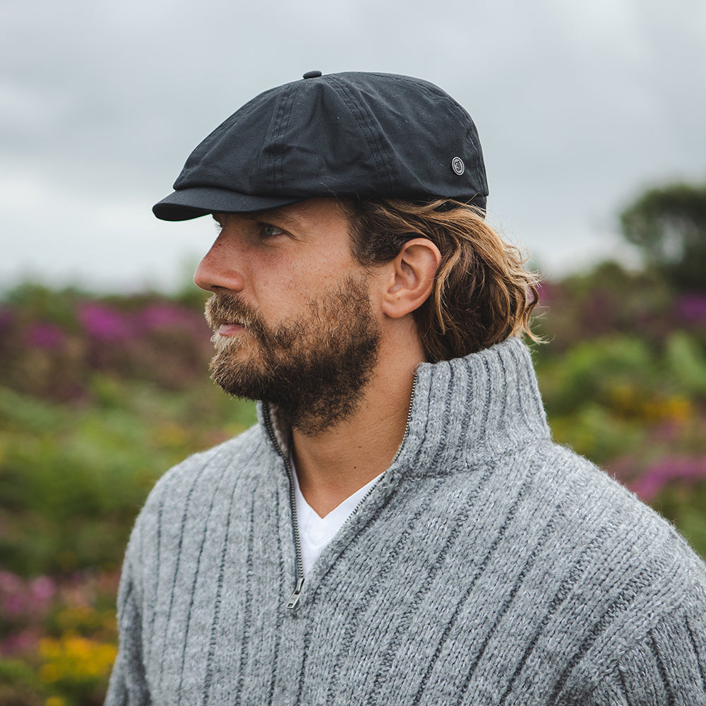 Casquette Gavroche en Toile Cirée Hydrofuge noir JAXON & JAMES