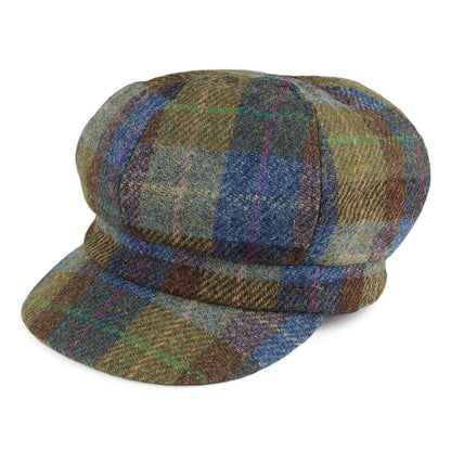 Casquette Gavroche en HARRIS TWEED Gabby bleu-vert FAILSWORTH
