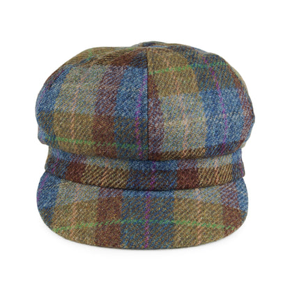 Casquette Gavroche en HARRIS TWEED Gabby bleu-vert FAILSWORTH