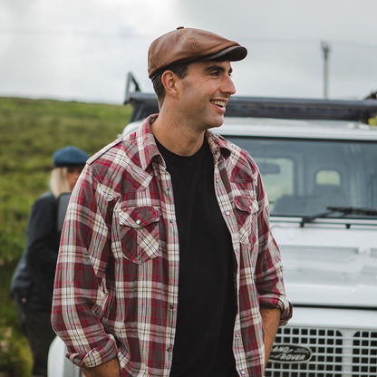 Casquette Plate en Cuir Fulton marron JAXON & JAMES