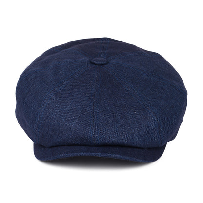 Casquette Gavroche en Lin Chiné Hatteras bleu marine STETSON