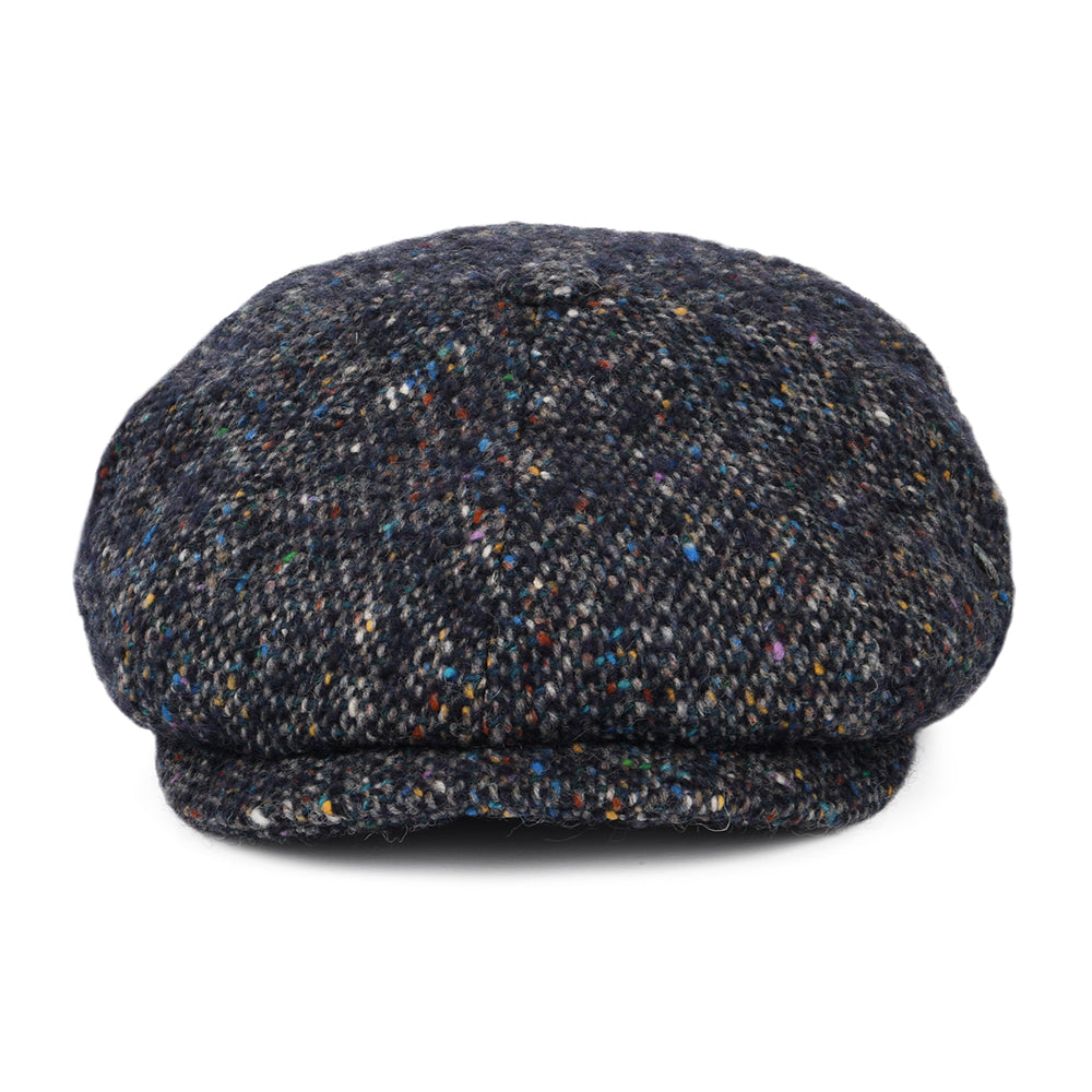 Casquette Gavroche en Tweed du Donegal Chiné Calotte Profonde bleu marine-multi CITY SPORT