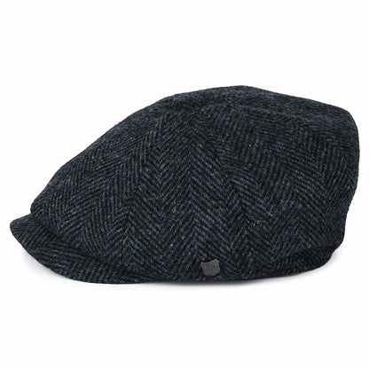 Casquette Gavroche en HARRIS TWEED à Chevrons Carloway bleu-noir FAILSWORTH
