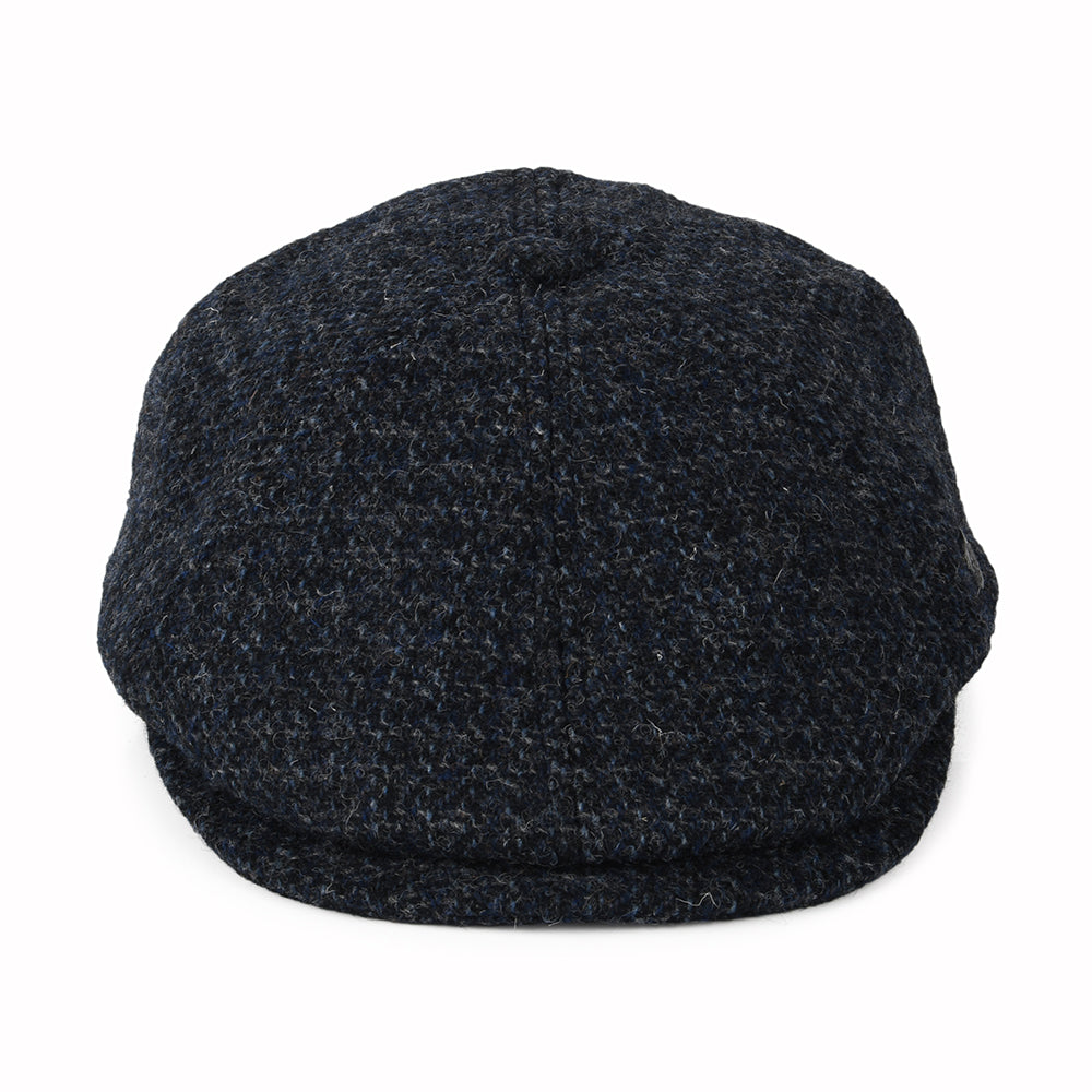 Casquette Gavroche en HARRIS TWEED à Carreaux Hudson bleu marine FAILSWORTH