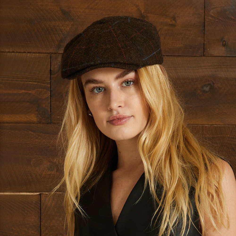 Casquette Gavroche à Carreaux et Chevrons Brood marron-noir-rouge BRIXTON