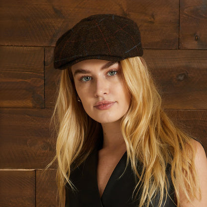 Casquette Gavroche à Carreaux et Chevrons Brood marron-noir-rouge BRIXTON