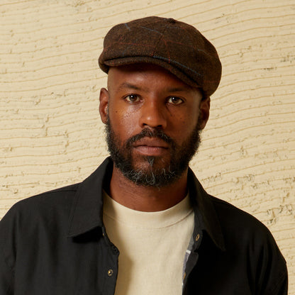 Casquette Gavroche à Carreaux et Chevrons Brood marron-noir-rouge BRIXTON