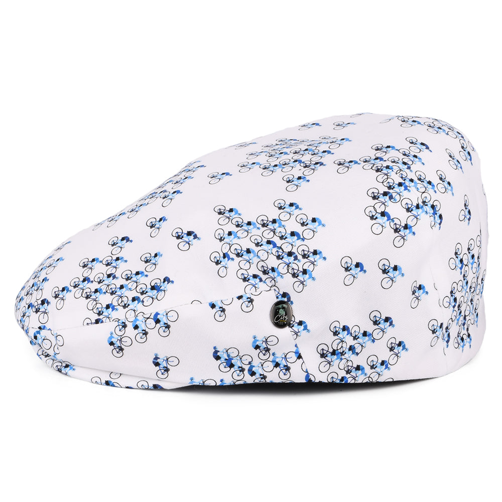 Casquette Plate en Coton Tour de Vélo blanc-bleu CITY SPORT