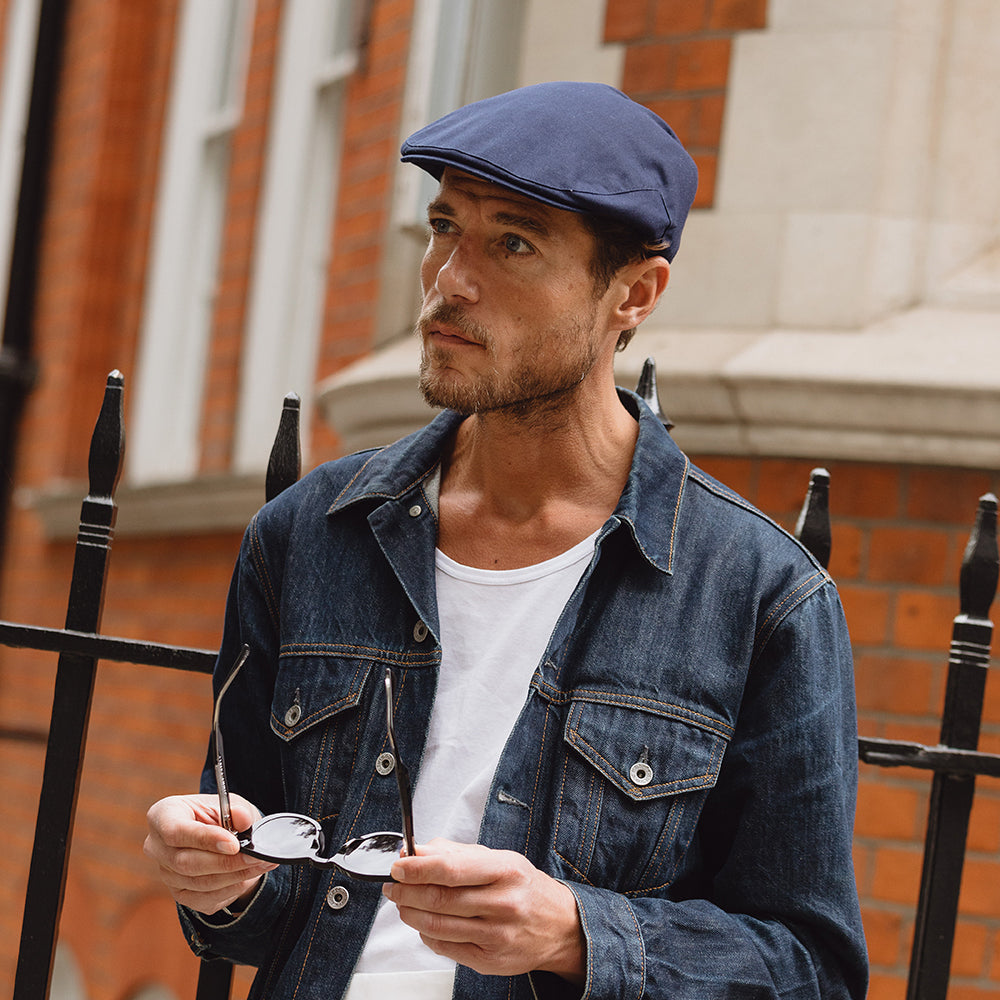 Casquette Plate Balmoral en Coton bleu marine CHRISTYS