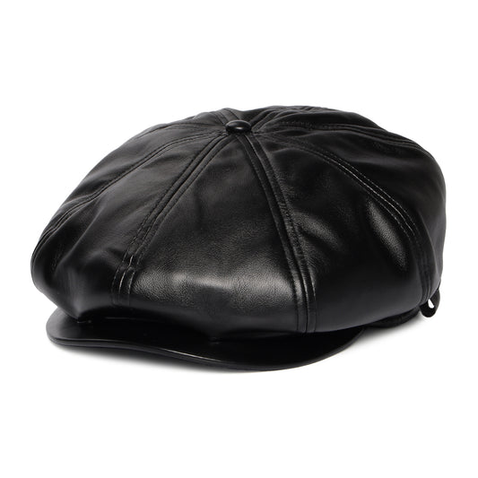 Casquette Gavroche en Simili-Cuir noir KANGOL
