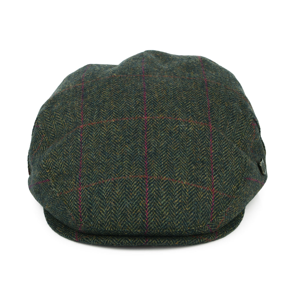 Casquette Plate en Laine Britannique à Carreaux et Chevrons Cambridge olive foncé FAILSWORTH