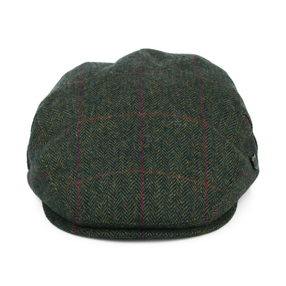 Casquette Plate en Laine Britannique à Carreaux et Chevrons Cambridge olive foncé FAILSWORTH