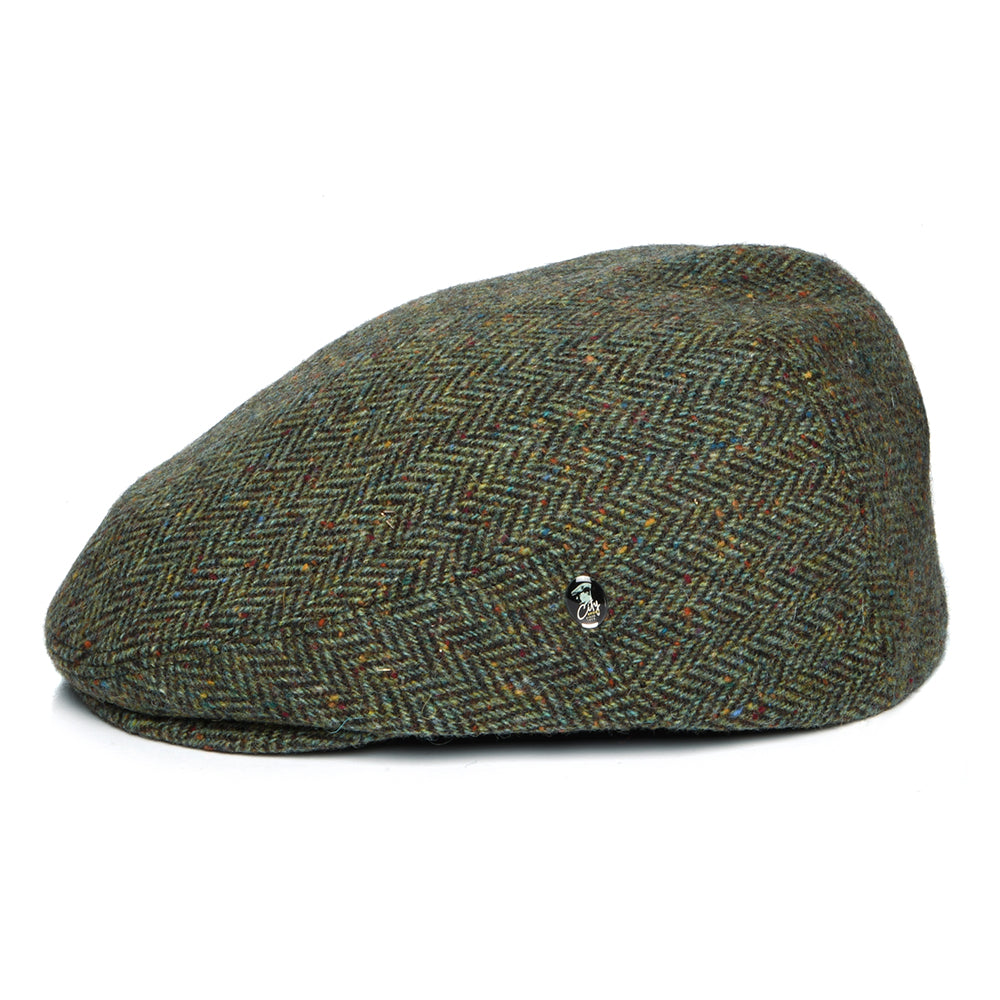 Casquette Plate en Tweed du Donegal à Chevrons forêt CITY SPORT