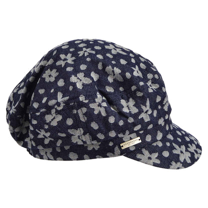 Casquette Gavroche en Denim Floral indigo SEEBERGER