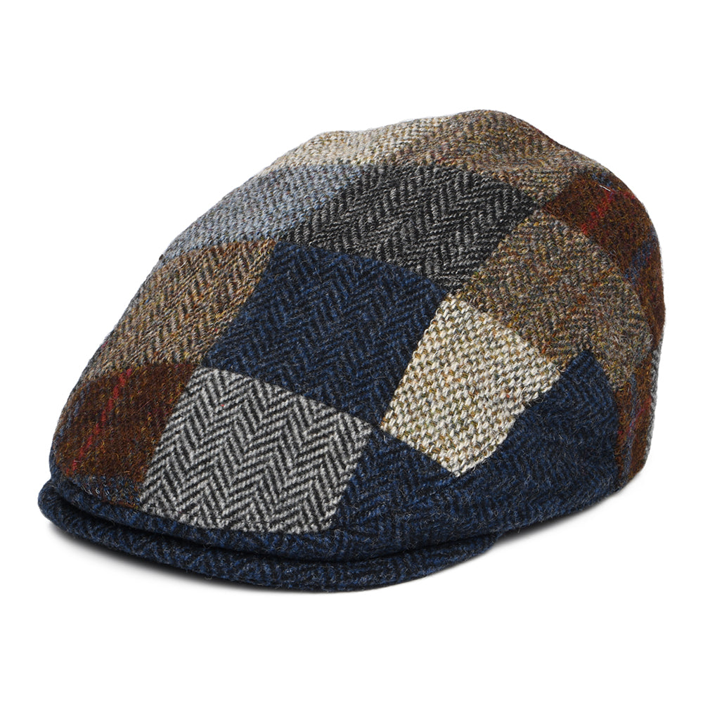 Casquette Plate en HARRIS TWEED Patch Cheshire multicolore DENTON