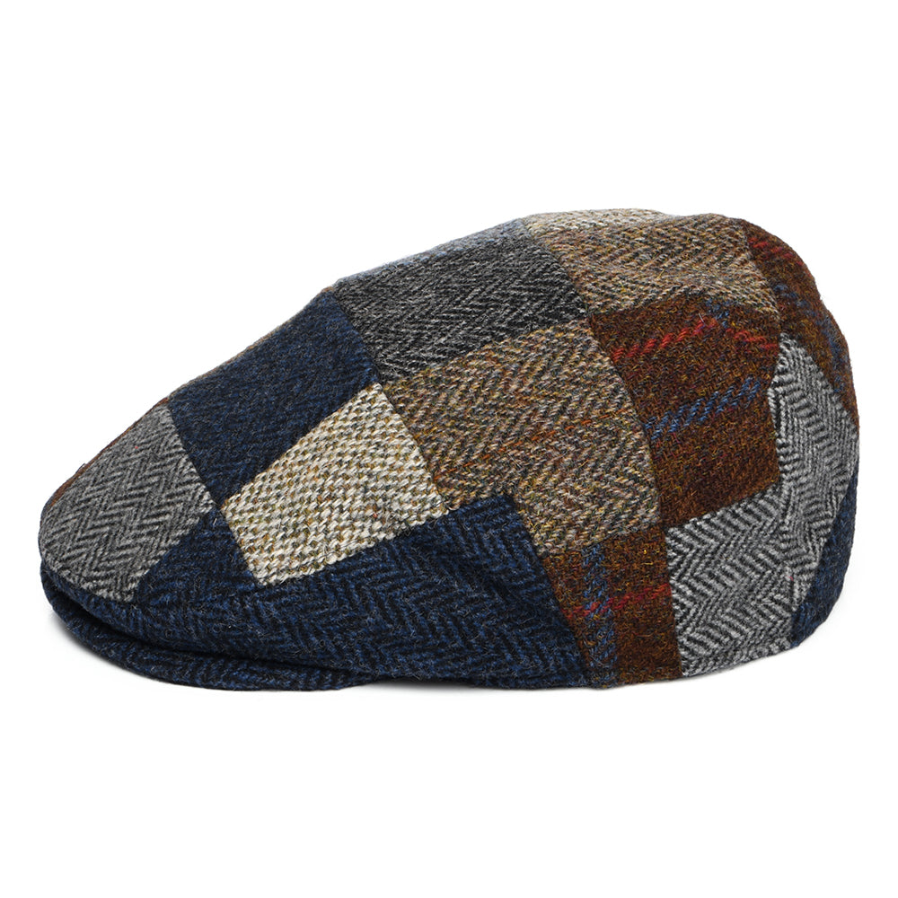 Casquette Plate en HARRIS TWEED Patch Cheshire multicolore DENTON