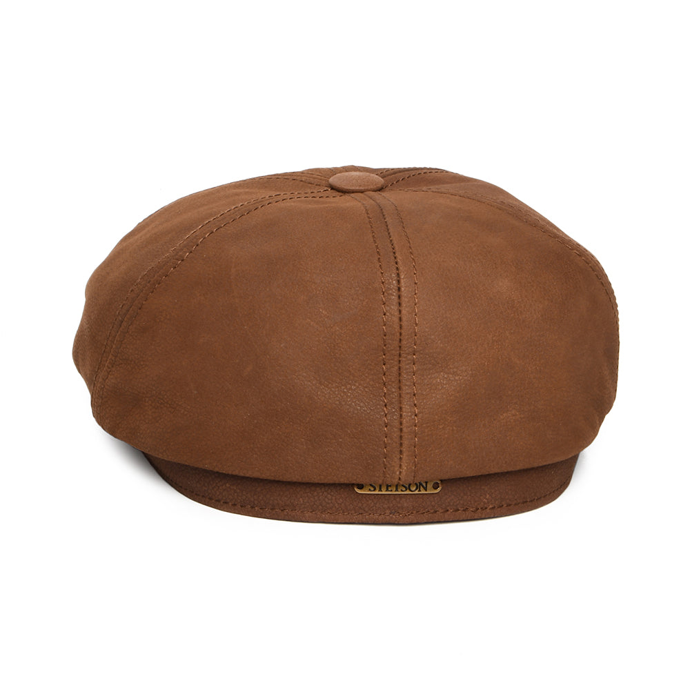 Casquette Gavroche en Cuir Nubuck cognac STETSON