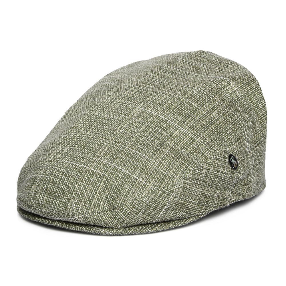 Casquette Plate en Lin et Coton Texturé olive-naturel CITY SPORT