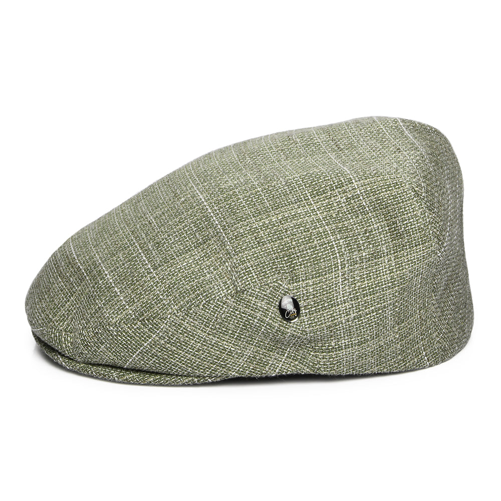 Casquette Plate en Lin et Coton Texturé olive-naturel CITY SPORT