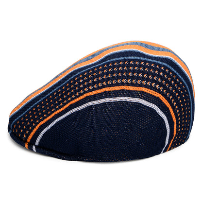 Casquette Plate en Tropic Clubhouse Stripe 507 bleu marine-orange KANGOL