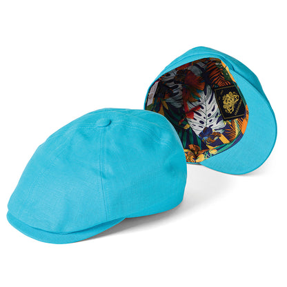 Casquette Gavroche en Lin Irlandais Hudson aqua FAILSWORTH