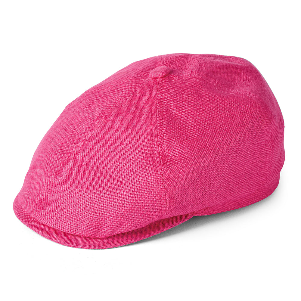 Casquette Gavroche en Lin Irlandais Hudson rose vif FAILSWORTH