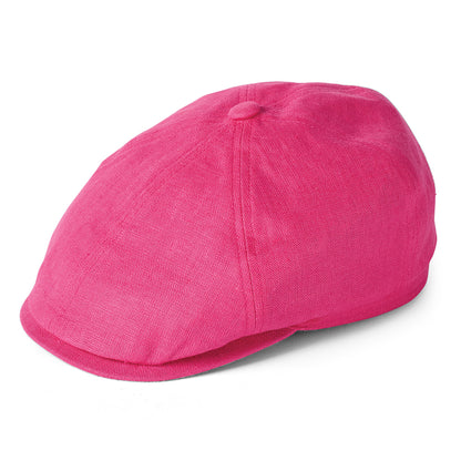 Casquette Gavroche en Lin Irlandais Hudson rose vif FAILSWORTH