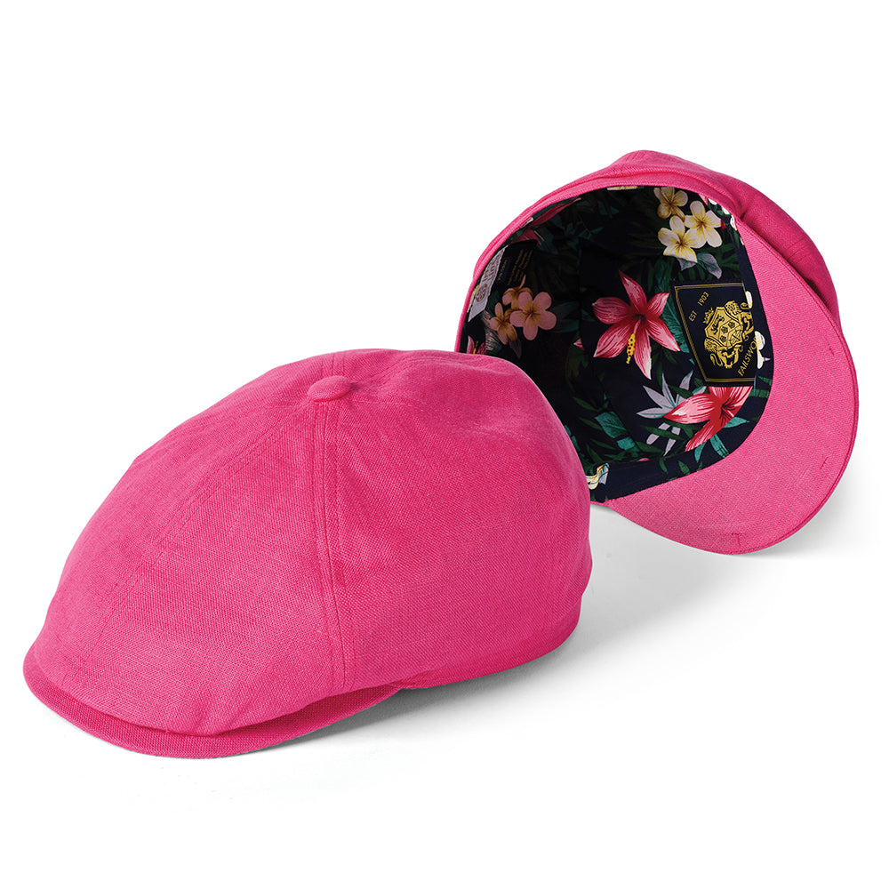 Casquette Gavroche en Lin Irlandais Hudson rose vif FAILSWORTH