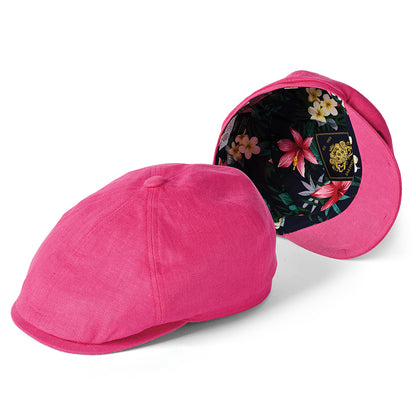 Casquette Gavroche en Lin Irlandais Hudson rose vif FAILSWORTH