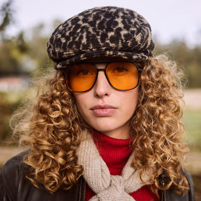 Casquette Plate en Laine Mélangée Léopard Systa marron BARTS