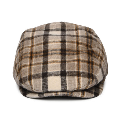 Casquette Plate en Laine Mélangée à Carreaux Systa marron clair BARTS