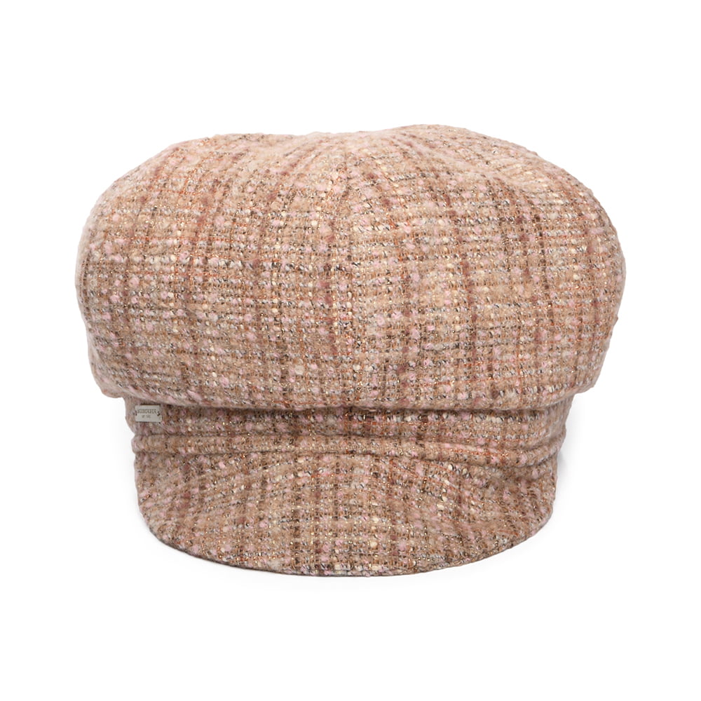 Casquette Gavroche en Tweed camel-rose SEEBERGER