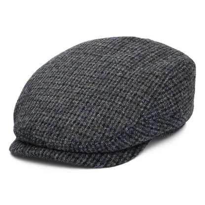Casquette Plate en HARRIS TWEED Brayton Driver gris-bleu STETSON