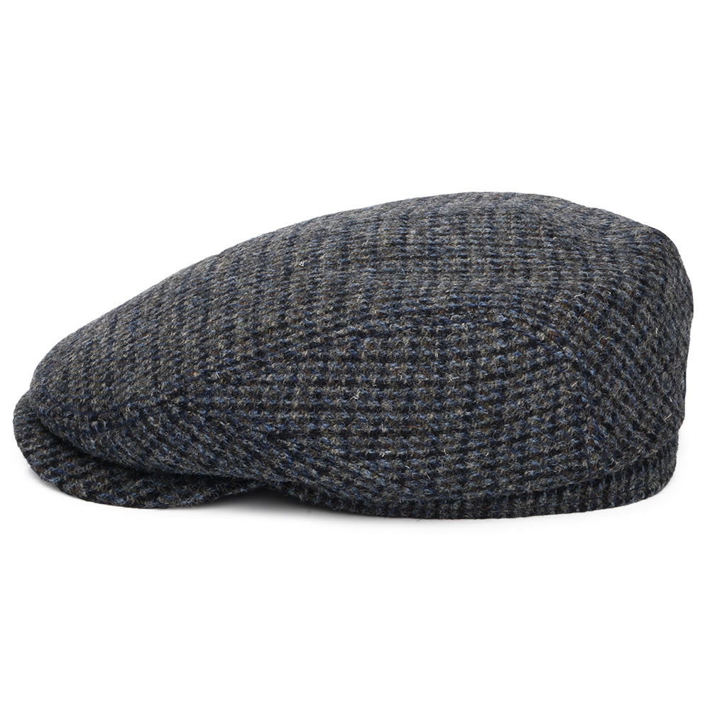 Casquette Plate en HARRIS TWEED Brayton Driver gris-bleu STETSON