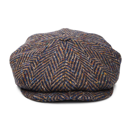 Casquette Gavroche en Tweed du Donegal à Chevrons bleu-taupe CITY SPORT