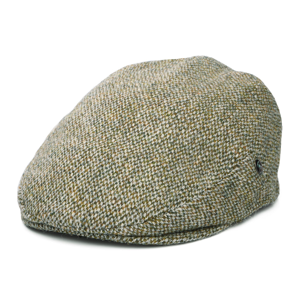 Casquette Plate en HARRIS TWEED Piqué Œil de Perdrix sauge CITY SPORT