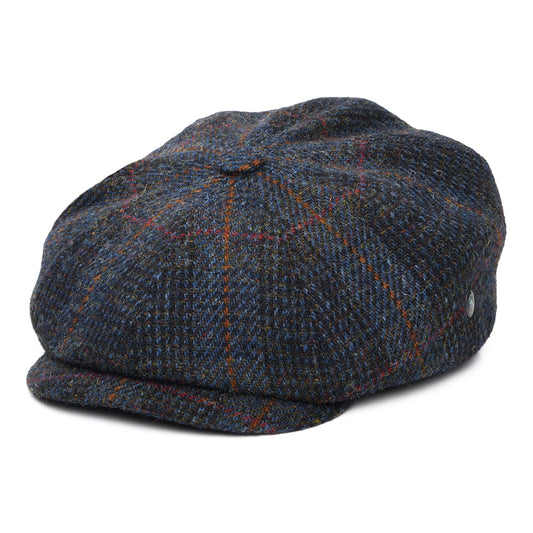 Casquette Gavroche en HARRIS TWEED Le Curieux bleu marine-rouille CITY SPORT