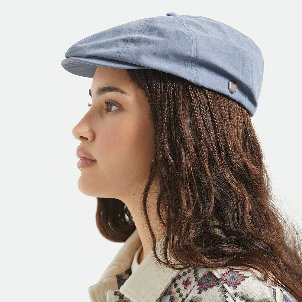 Casquette Gavroche en Satin Brossé Brood bleu ardoise BRIXTON