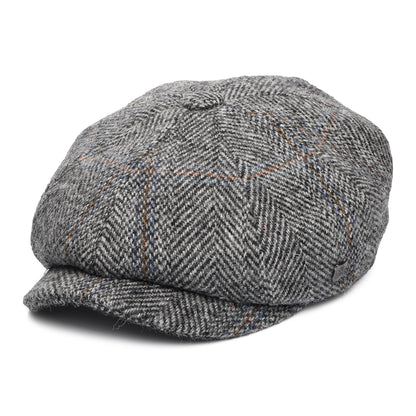 Casquette Gavroche en HARRIS TWEED à Chevrons Carloway gris-noir FAILSWORTH