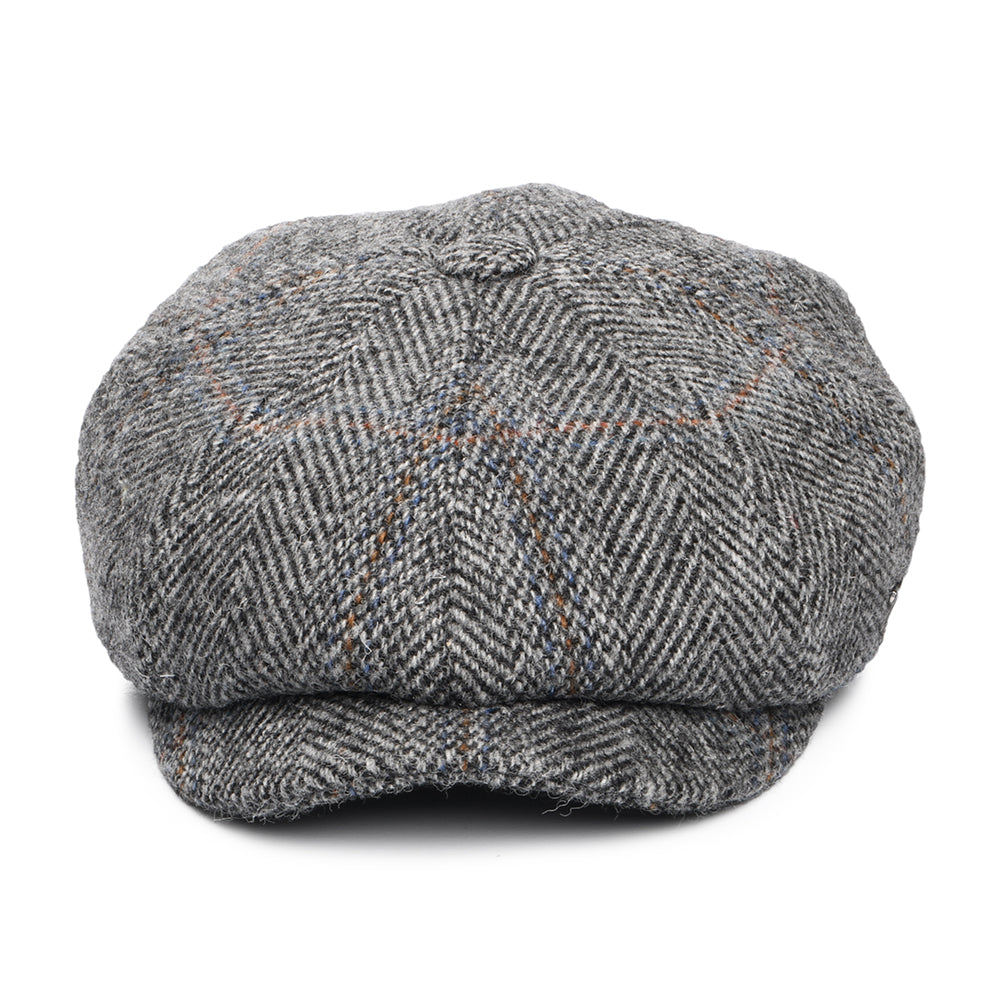 Casquette Gavroche en HARRIS TWEED à Chevrons Carloway gris-noir FAILSWORTH