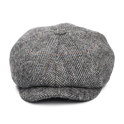 Casquette Gavroche en HARRIS TWEED à Chevrons Carloway gris-noir FAILSWORTH