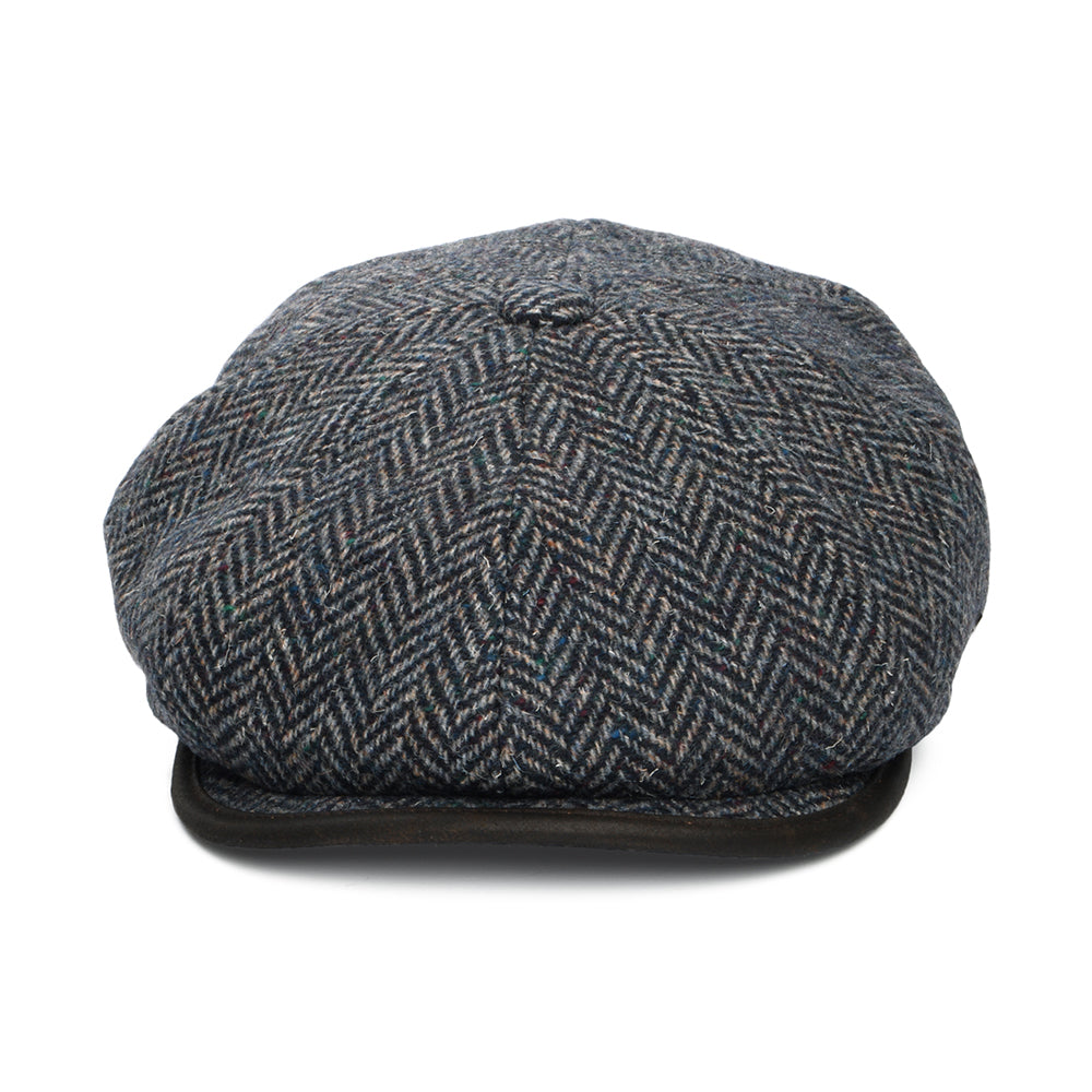 Casquette Gavroche en Laine Britannique à Chevrons Shelby bleu marine FAILSWORTH
