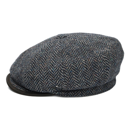 Casquette Gavroche en Laine Britannique à Chevrons Shelby bleu marine FAILSWORTH