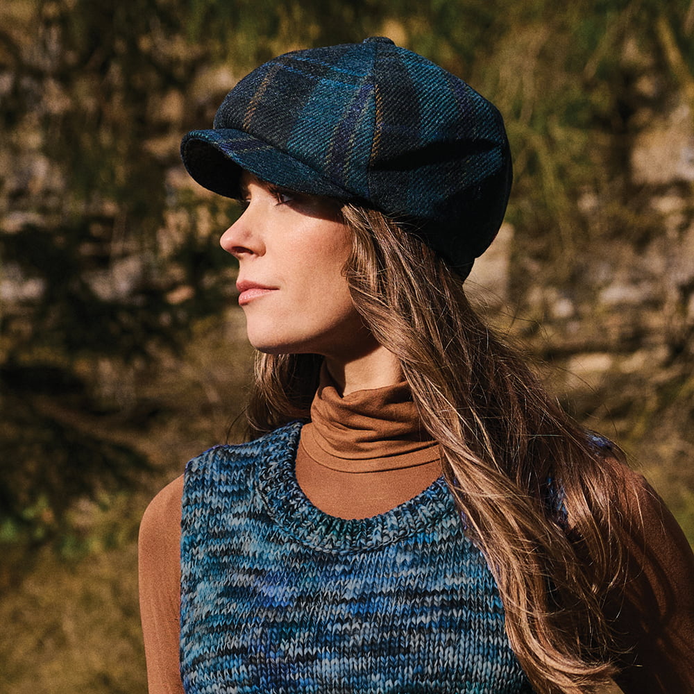 Casquette Gavroche Tartan en Laine Britannique cyan-multi FAILSWORTH